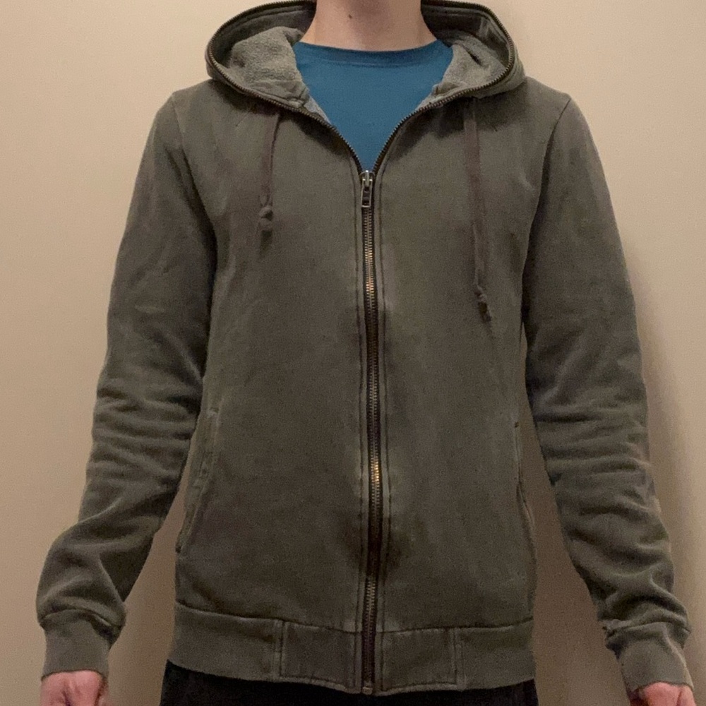 All Saints Olive Zip-Up Hoodie